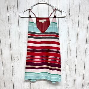 Ann Taylor Loft Blouse Women Sz XS Multicolor Stripe Sleeveless Tank Top Casual